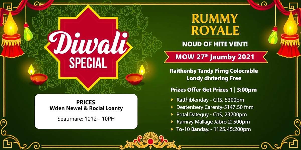 Rummy Royale Diwali special event poster with traditional Indian motifs and prize information